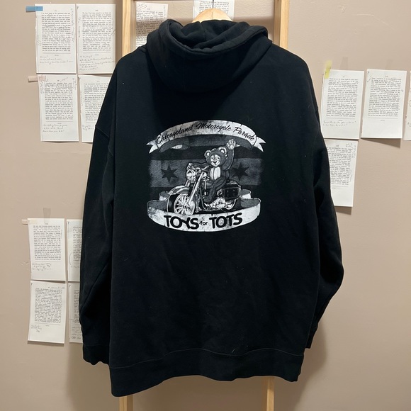 Black Graphic Hoodie Sweater Motorcycle Parade - Picture 1 of 6